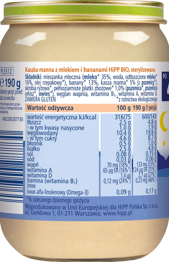 HiPP BIO Pieniška bananų manų košė po 4 mėnesio X6