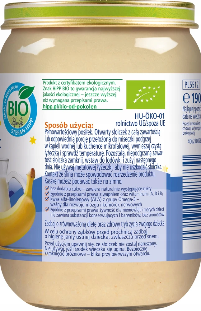 HiPP BIO Pieniška bananų manų košė po 4 mėnesio X6