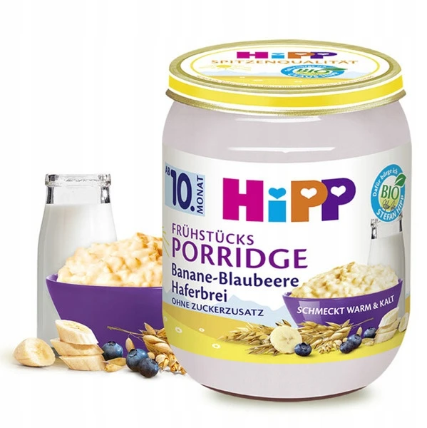 HiPP BIO Śniadanko Owsianka košė Bananų mėlynių 10m 160g S