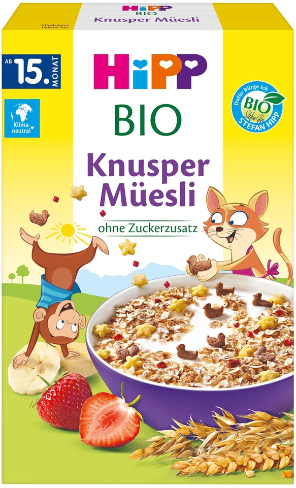 HiPP BIO traškus muslis su bananais ir braškėmis, 200 g