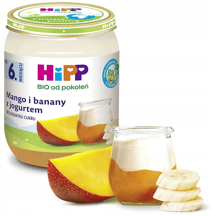 HiPP BIO Vaisiniai desertai su JOGURTU po 6 mėnesių 2x160g