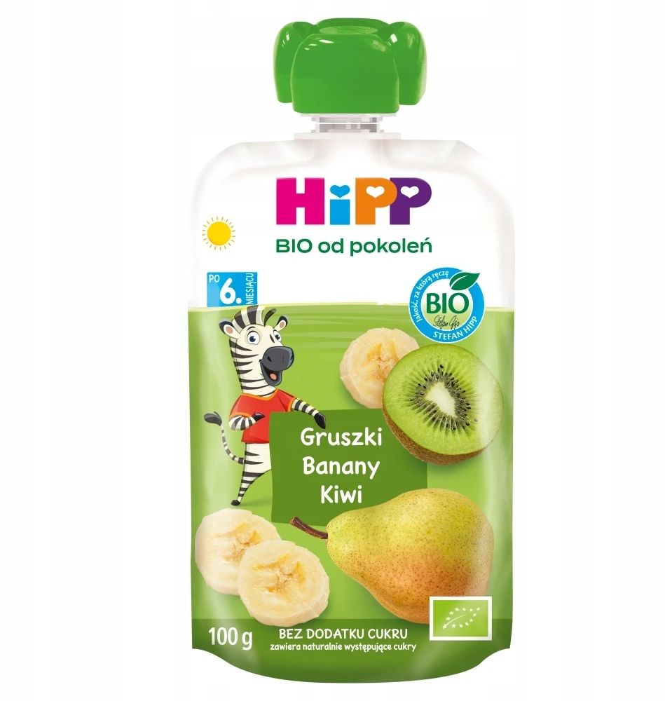HiPP BIO vaisių putėsiai PEARS BANANAS KIWI 100g po 6 mėn.