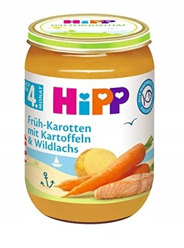 HIPP BIO VAKARIENĖ JAUNOS MORKOS SU BULVĖMIS IR LAŠIŠIA 190g