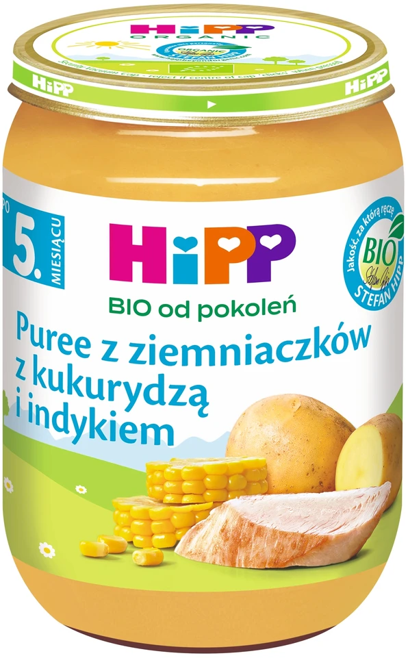 HiPP Bulvių tyrė su kukurūzais ir kalakutiena BIO 190g po 5 mėn