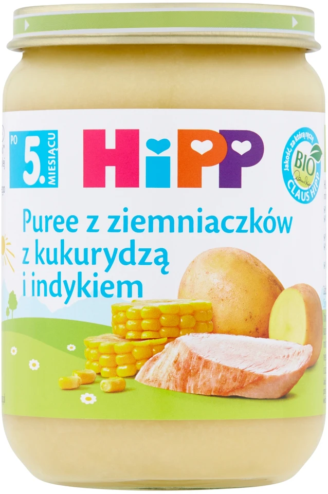 HiPP Bulvių tyrė su kukurūzais ir kalakutiena BIO 190g po 5 mėn