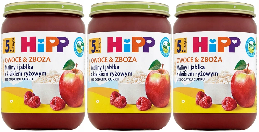 Hipp Desertas Avietės ir obuoliai su ryžių koše 5m+ 190 g