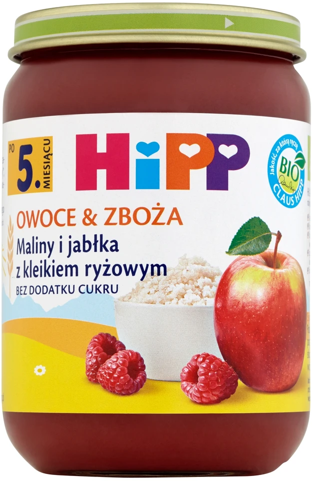 Hipp Desertas Avietės ir obuoliai su ryžių koše 5m+ 190 g