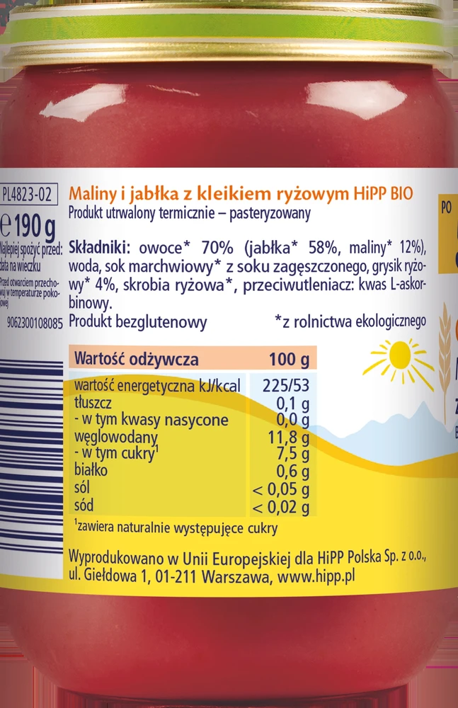 Hipp Desertas Avietės ir obuoliai su ryžių koše 5m+ 190 g