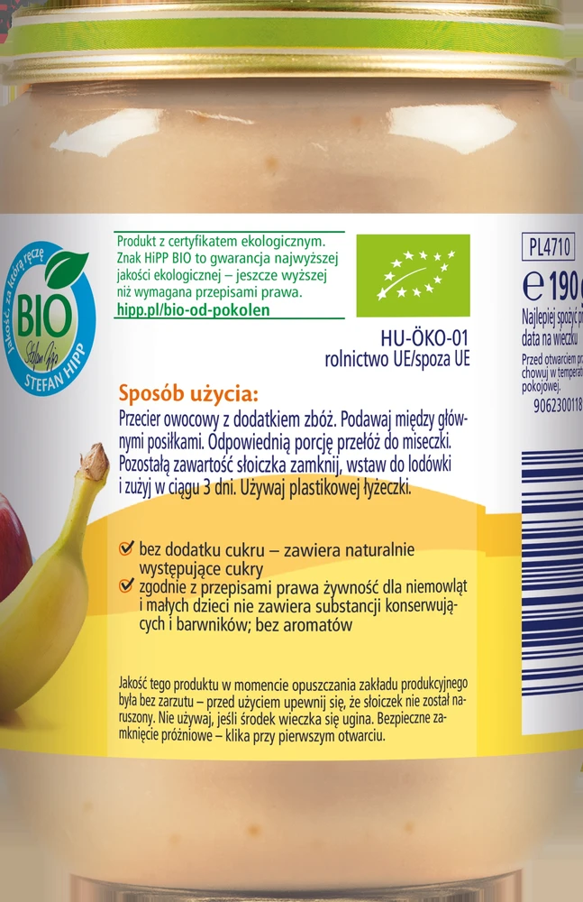 HiPP desertas Obuoliai ir bananai su ekologiškais biskvitais, 190g