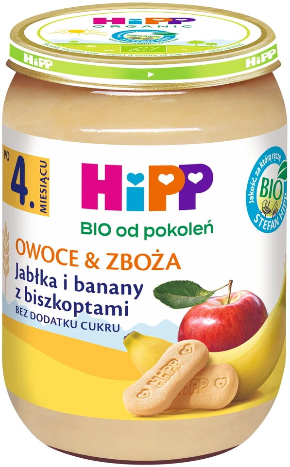 HiPP desertas Obuoliai ir bananai su ekologiškais biskvitais, 190g