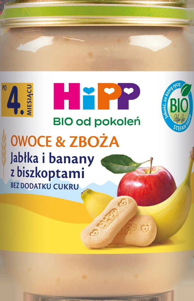 HiPP desertas Obuoliai ir bananai su ekologiškais biskvitais, 190g