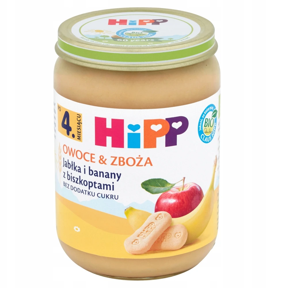 HiPP desertas Obuoliai ir bananai su ekologiškais biskvitais, 190g