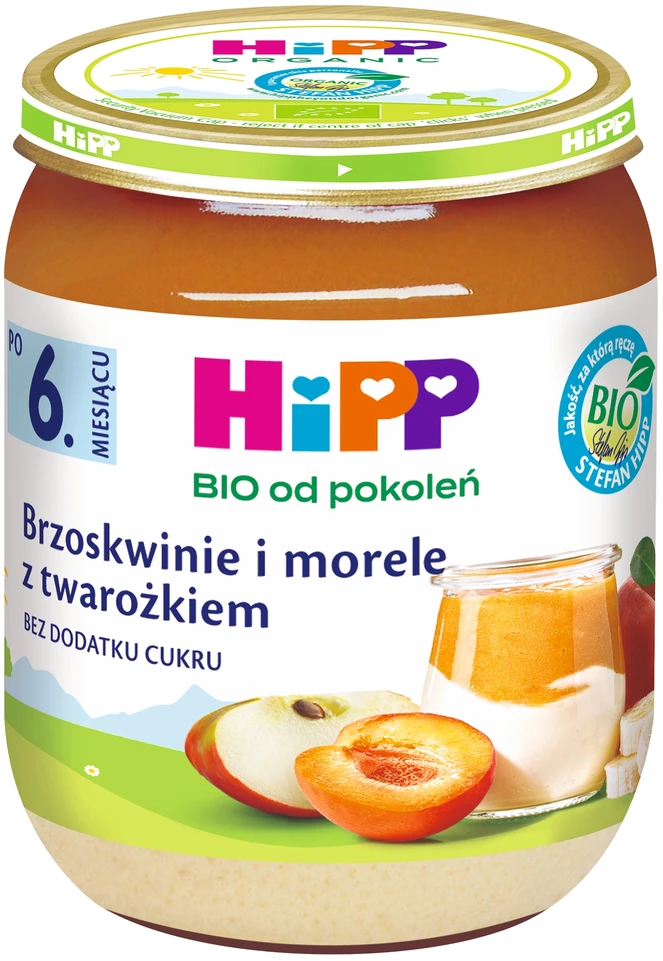 HiPP Persikai ir abrikosai su ekologiška varške 160g po 6 mėn