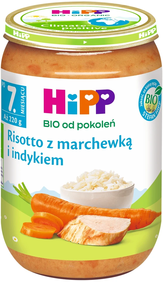 Hipp vakarienė RISOTO SU morkomis ir kalakutiena nuo 7 mėnesių 220 g