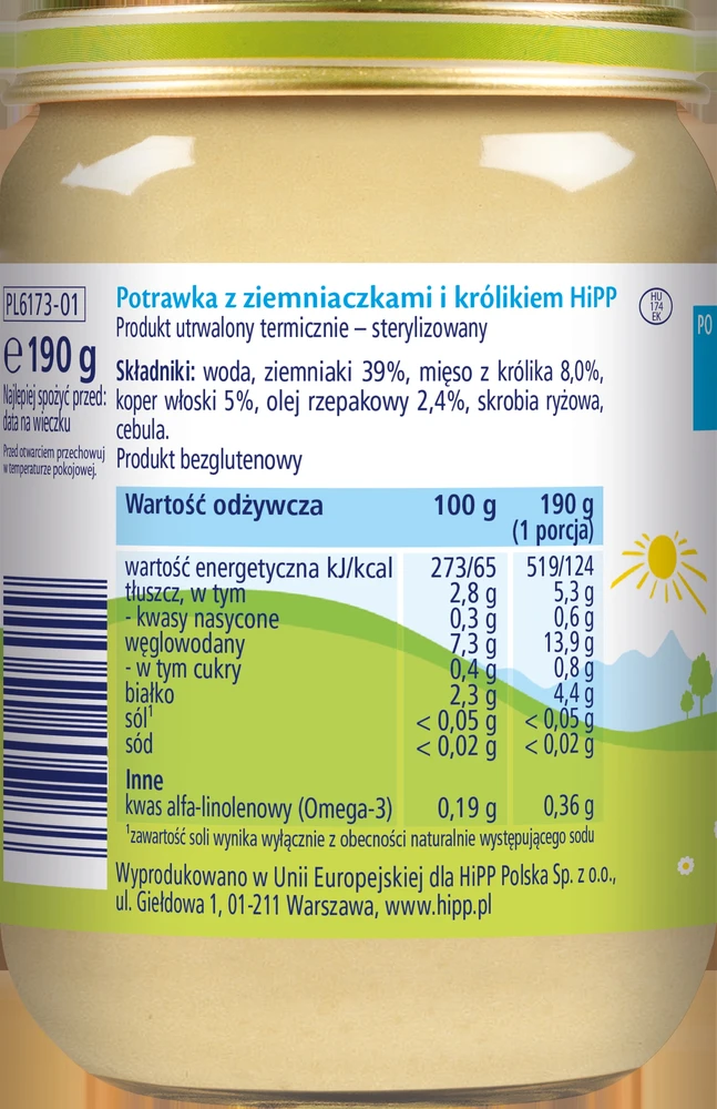 HiPP vakarienė Troškinys su bulvėmis ir triušiena po 5 mėnesių 190 g