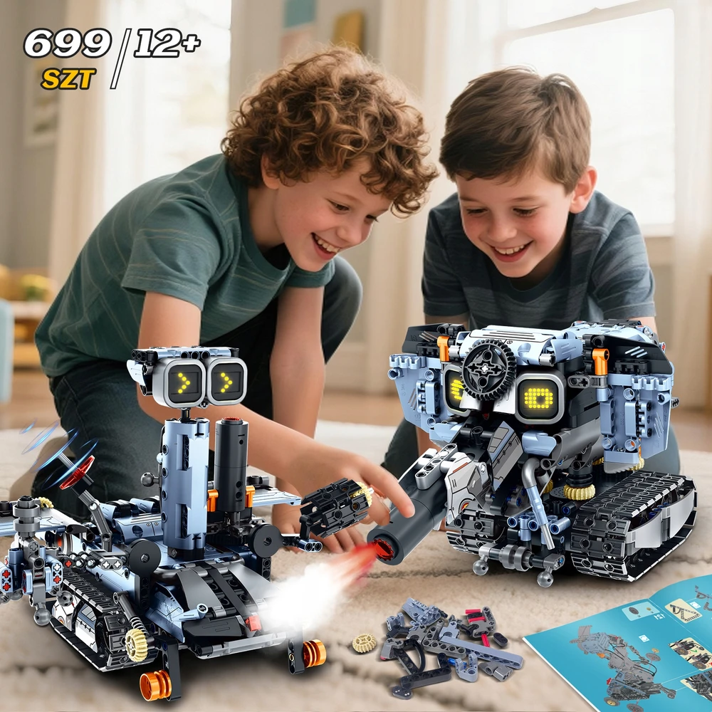 HiWEEGO BLOKŲ ROBOTO NUOTOLINIO KONTROLĖ RC TANK TRANSPORTO PRIEMONĖS LED PROGRAMAVIMAS 5in1 699vnt.