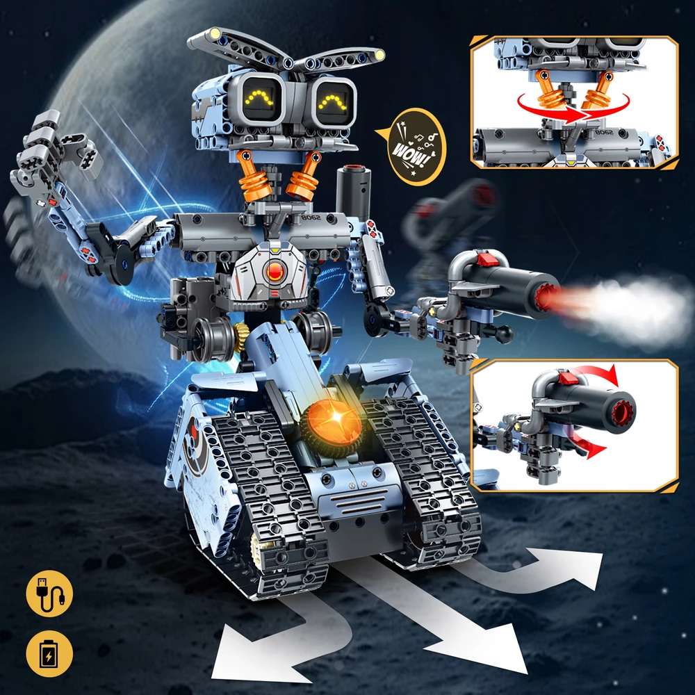 HiWEEGO BLOKŲ ROBOTO NUOTOLINIO KONTROLĖ RC TANK TRANSPORTO PRIEMONĖS LED PROGRAMAVIMAS 5in1 699vnt.
