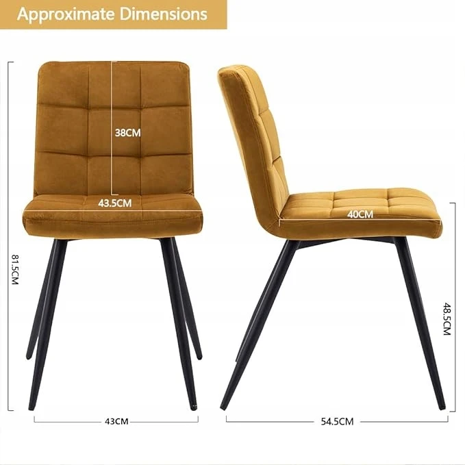 HNNHOME aksominės kėdės, auksinis atspalvis, 2 vnt