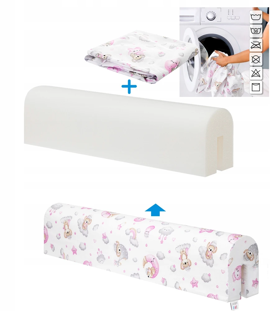 Hobby Kids Ochraniacz do łóżeczka na barierkę - Ochraniacz piankowy i su bawełny 80 cm