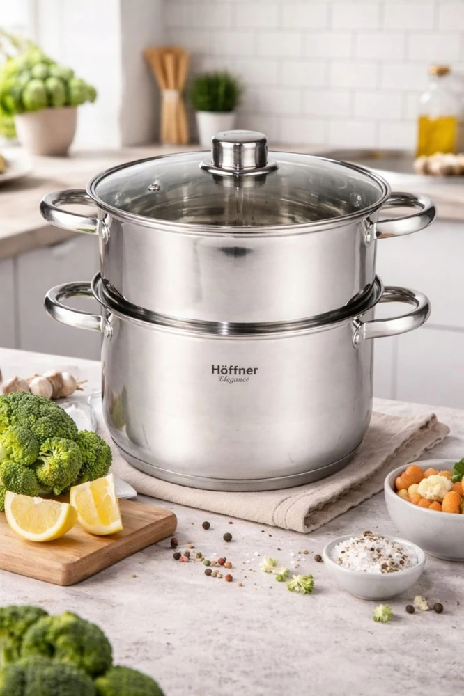 Hoffner STEAMER POT STEAMER 2 L POT INDUKCINIAI DUJINIAI