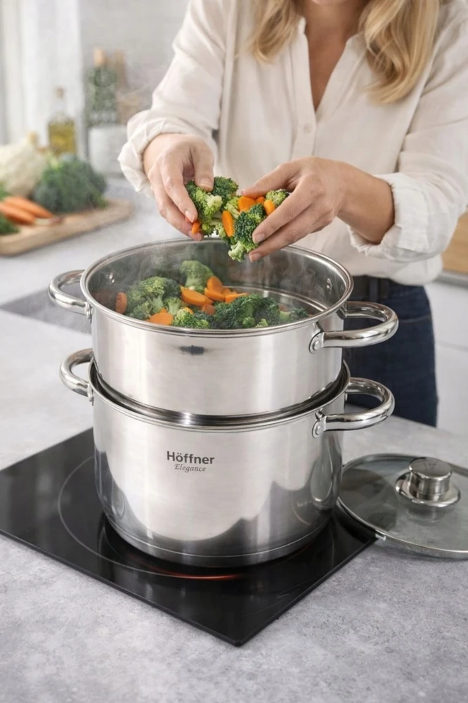 Hoffner STEAMER POT STEAMER 2 L POT INDUKCINIAI DUJINIAI