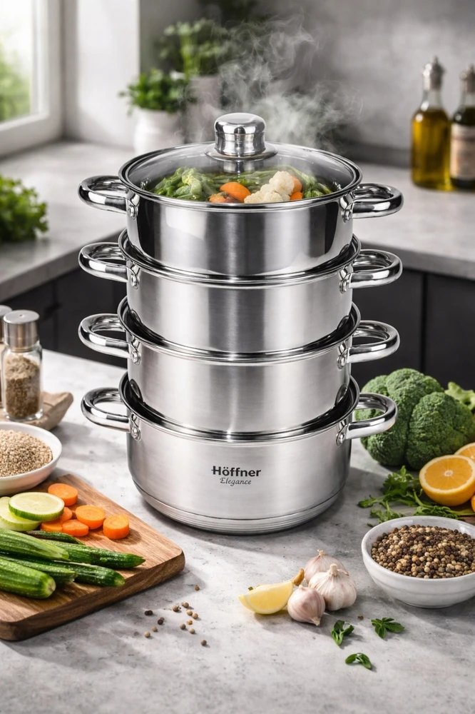 Hoffner STEAMER POT STEAMER 2 L POT INDUKCINIAI DUJINIAI