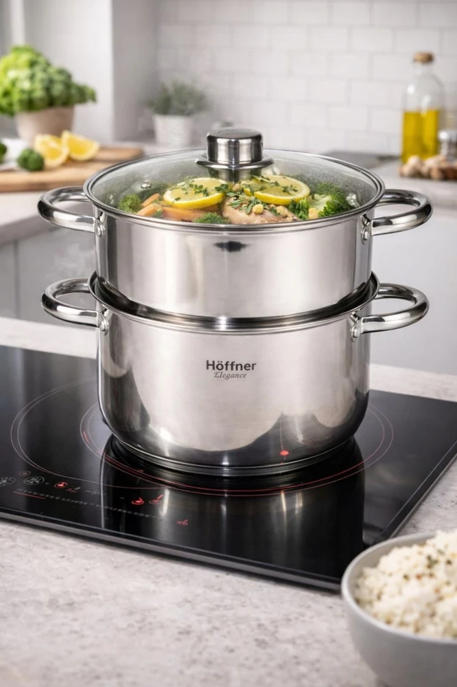 Hoffner STEAMER POT STEAMER 3 L POT INDUKCINIAI DUJINIAI