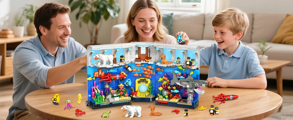 Hogokids BLOKŲ AQUARIUM BOOK KOLEKCIJA SHARK OCTOPUS LED RINKINYS