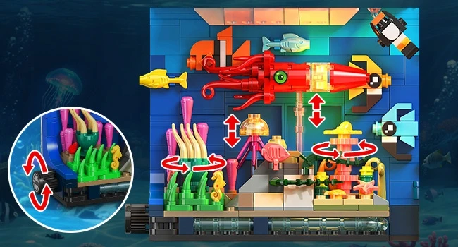Hogokids BLOKŲ AQUARIUM BOOK KOLEKCIJA SHARK OCTOPUS LED RINKINYS