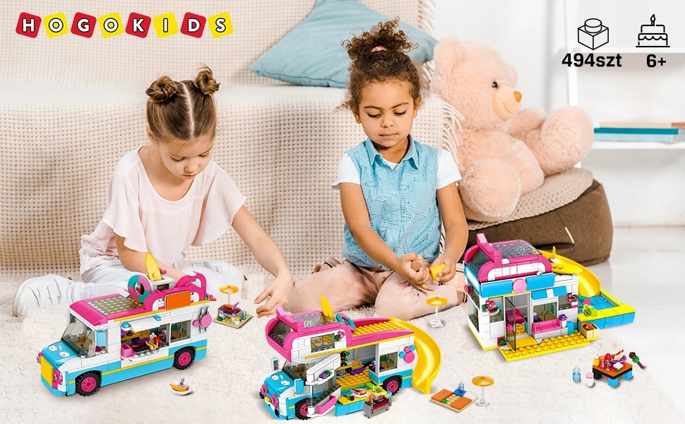 Hogokids BLOKŲ KAMERA ŠEIMOS AUTOMOBILIŲ TRANSPORTO PRIEMONĖ 494 vnt DOVANA 3 viename