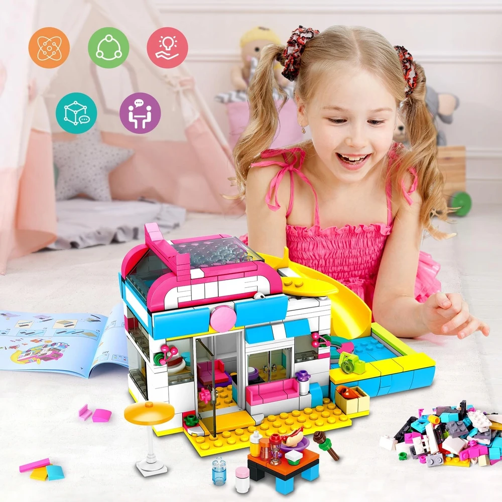Hogokids BLOKŲ KAMERA ŠEIMOS AUTOMOBILIŲ TRANSPORTO PRIEMONĖ 494 vnt DOVANA 3 viename