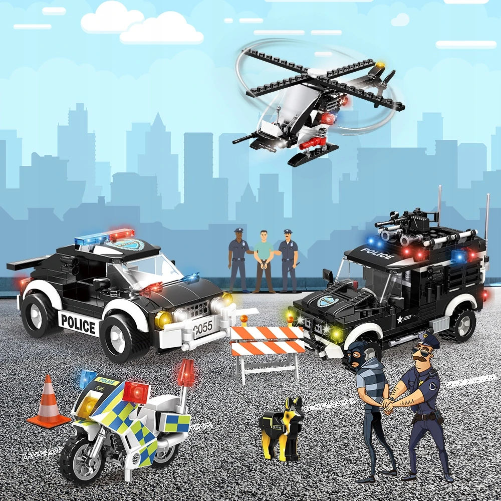 Hogokids BLOKŲ POLICIJOS NUOSTATOS LĖKTUVO LĖKTUVO BUTTERCYCLE POLICIJOS AUTOMOBILIŲ KALĖJIMO DOVANA 1261×