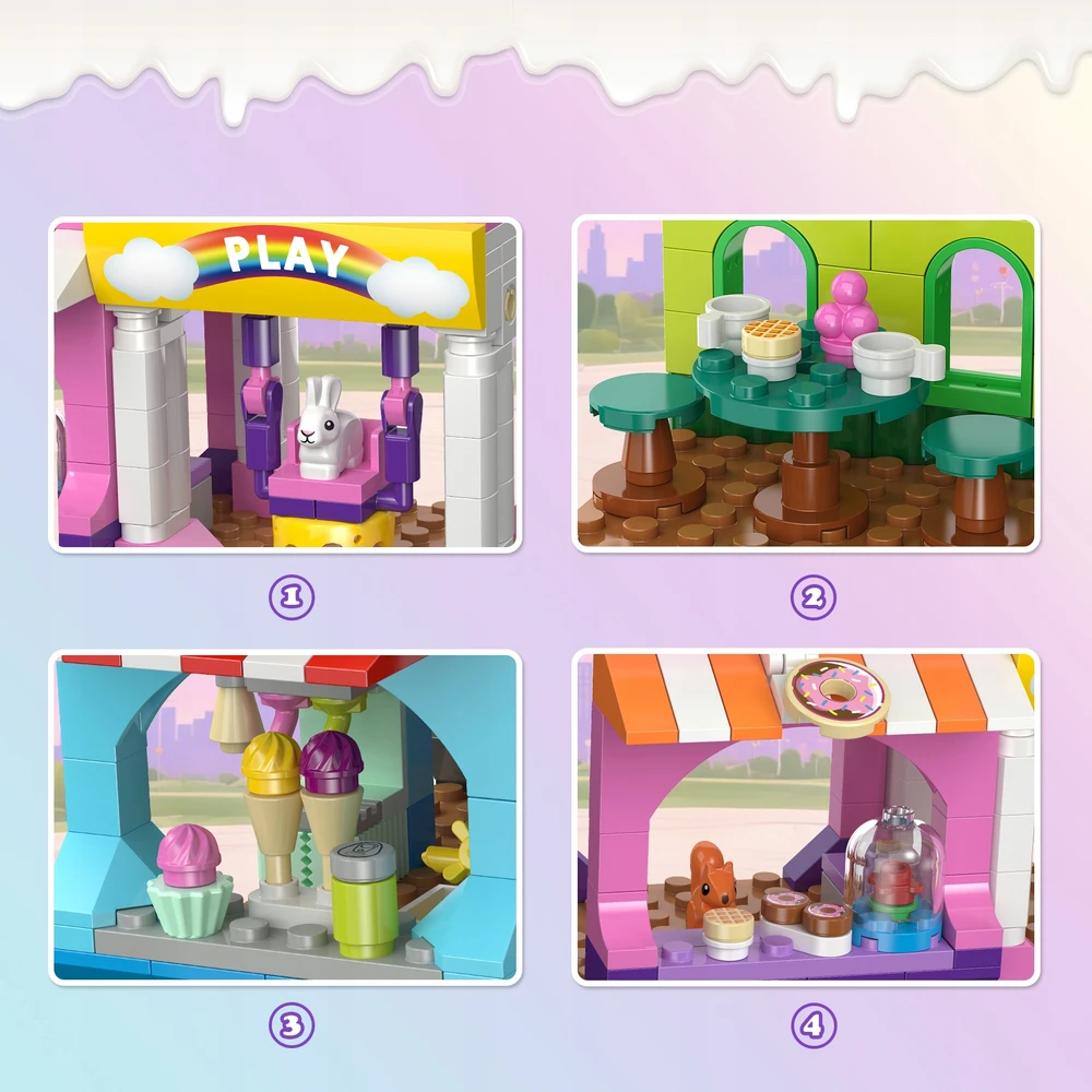 Hogokids BLOKUOJA ŽAIDIMŲ AIKŠTELĖS FUNKCINIS PAGRINDAS 3IN1 SLIDE+FERRIS WHEEL+ KARUSEL