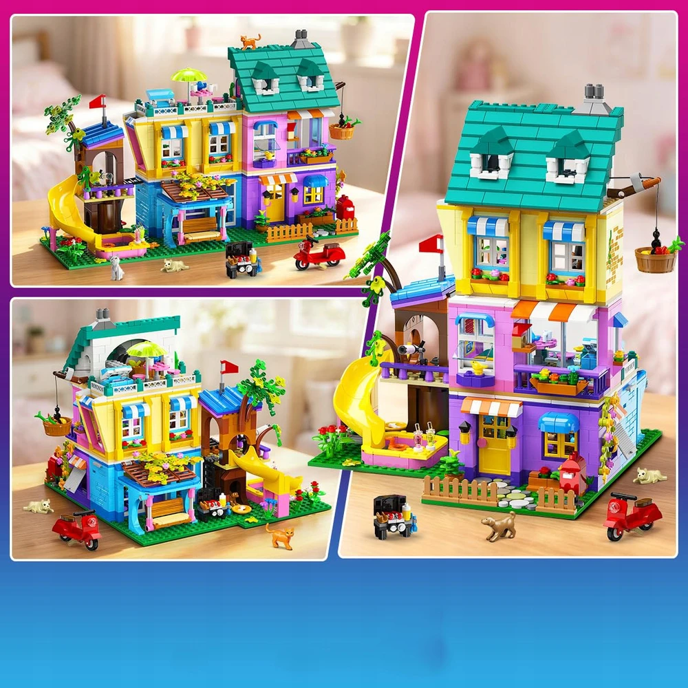 HOGOKIDS Klocki Przyjaciele Dom 3w1 LED Willa 1154 Elementów Rinkinys Prezent dla Dzieci