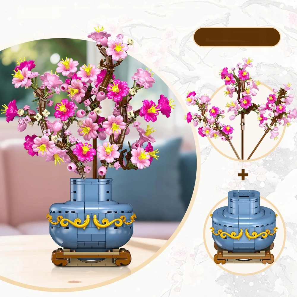 HOGOKIDS VYŠNIŲ GĖLIŲ BONSAI 775 ELEMENTAI BOTANIKOS KOLEKCIJA NAMŲ APDAILOS