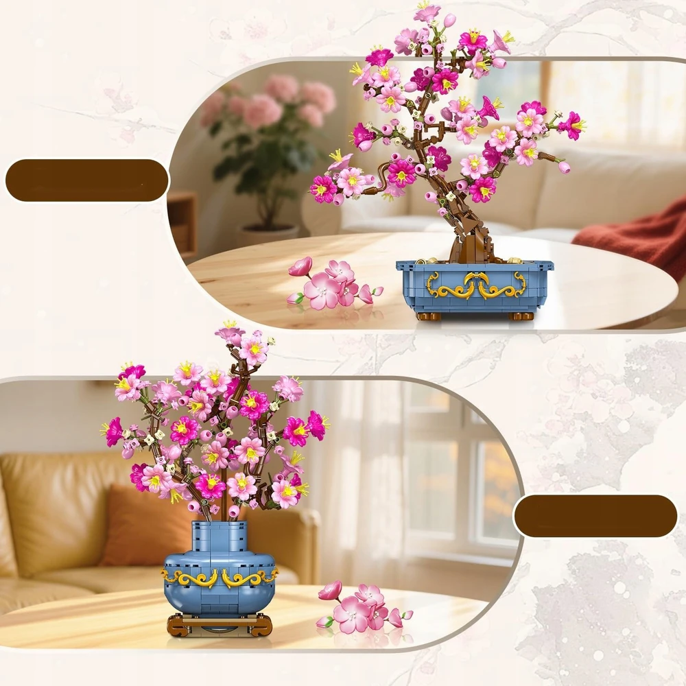 HOGOKIDS VYŠNIŲ GĖLIŲ BONSAI 775 ELEMENTAI BOTANIKOS KOLEKCIJA NAMŲ APDAILOS