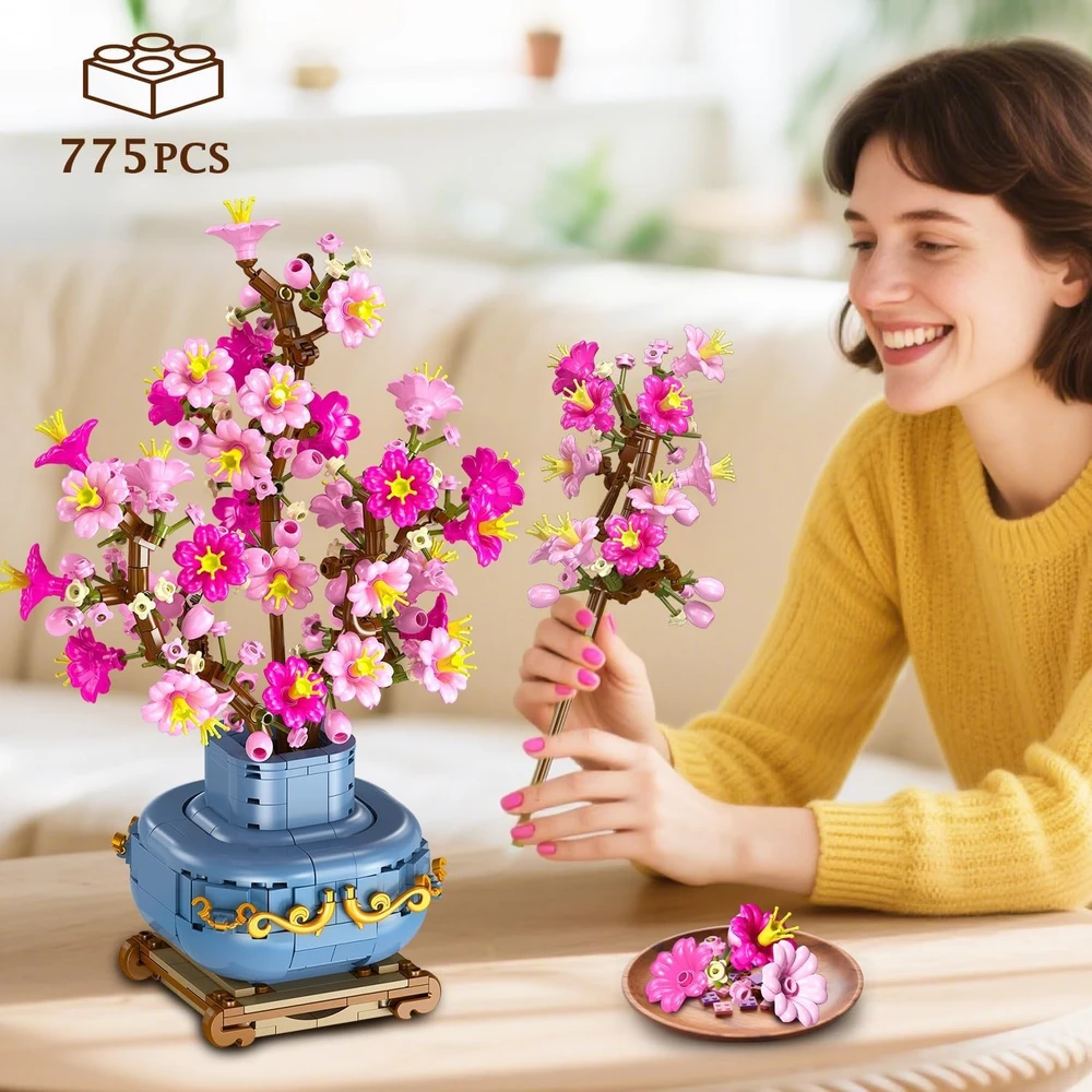 HOGOKIDS VYŠNIŲ GĖLIŲ BONSAI 775 ELEMENTAI BOTANIKOS KOLEKCIJA NAMŲ APDAILOS