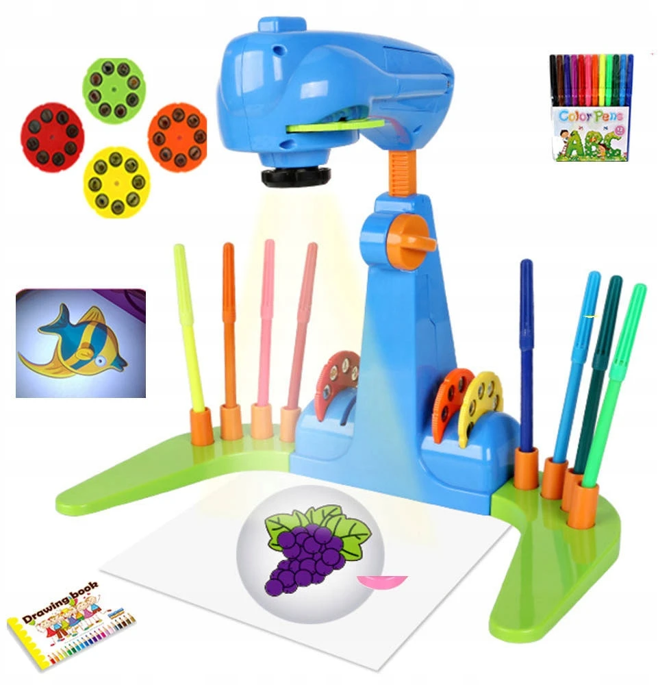 Hollakids DIDELIS projektorius Projektorius MOKYTIS PIEŠIMO, 32 skaidrės, flomasteriai