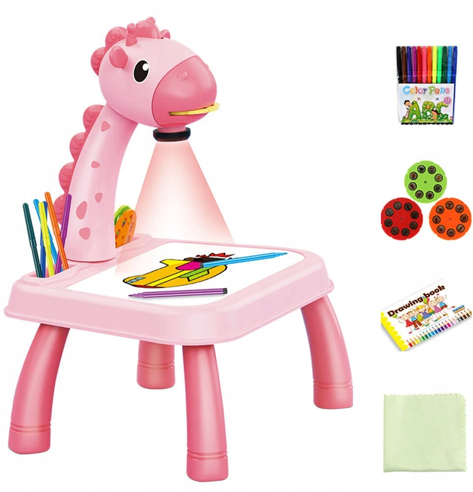 Hollakids LENTELĖ MOKYTIS PIEŠIMO DINOZAUURŲ LENTO PROJEKTORIUS 24 raštai 12 žymeklių
