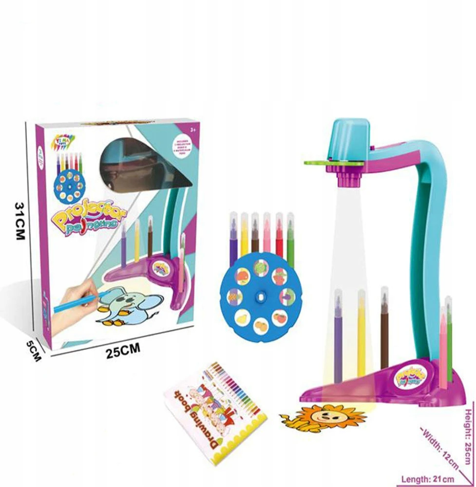 Hollakids Projektorius, skirtas MOKYTI piešti. Projektorius, 24 skaidrės. Žymekliai