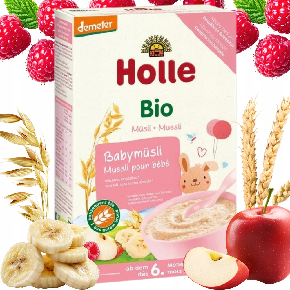 HOLLE BIO VISŲ GRUODŲ MUSLIŲ Aviečių obuolių bananų DEMETR