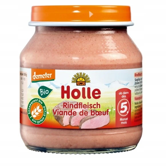 Holle MĖSOS VAKARIENĖ JAUTIENA BE PRIDĖTO CUKRŲ BE GLITIMO PO 5 MĖNESIŲ DEMET