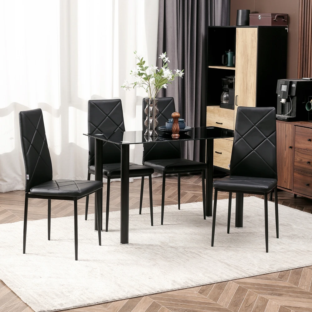 HOMCOM 4 valgomojo kėdžių rinkinys, virtuvės kėdės, modernus dizainas