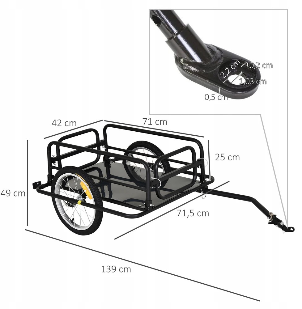 Homcom Dviračio priekaba transportavimui, 40 kg keliamoji galia, stabili