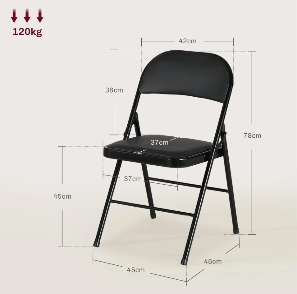 Homcom Sulankstomos kėdės 2 vnt Sintetinė oda iki 120 kg Metalinis rėmas 45x46x78cm