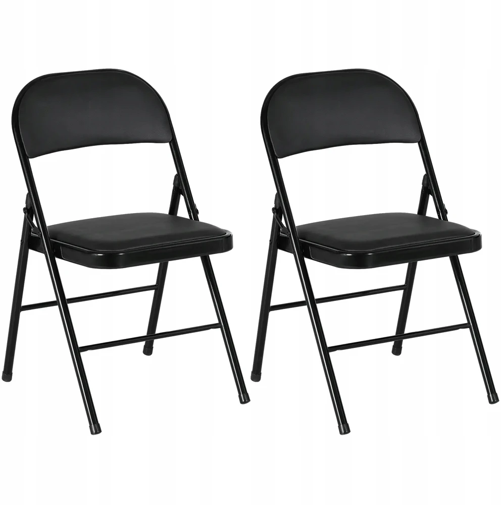 Homcom Sulankstomos kėdės 2 vnt Sintetinė oda iki 120 kg Metalinis rėmas 45x46x78cm