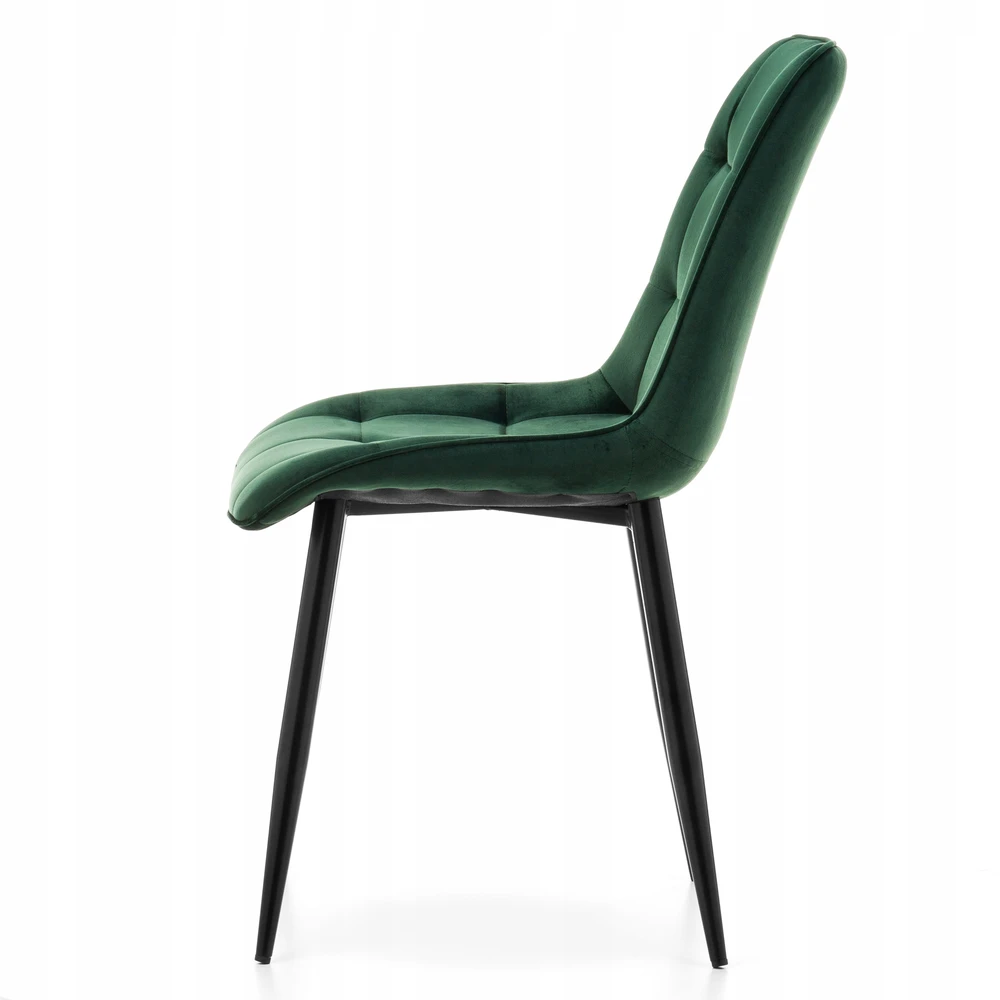Home Design Aksominė kėdė Chic, žalia, su juodomis metalinėmis kojomis