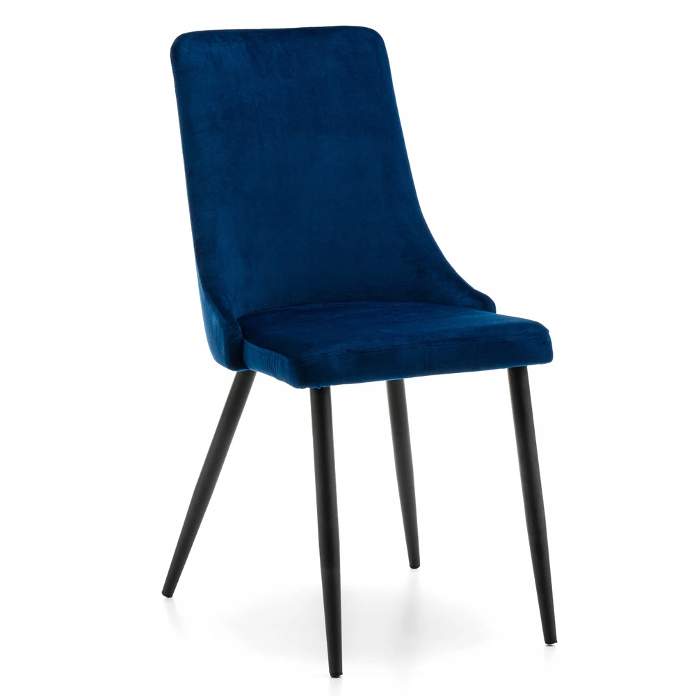 Home Design Aksominė kėdė Uno, tamsiai mėlyna, metalinės juodos kojos