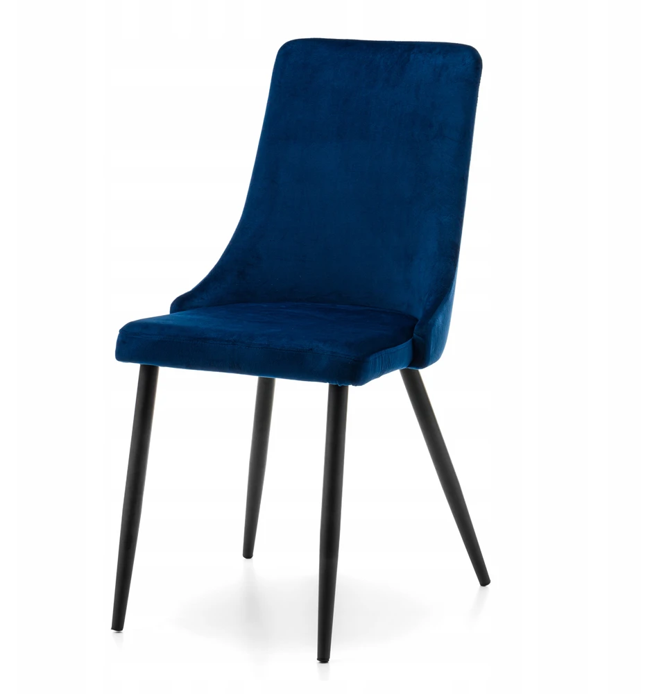 Home Design Aksominė kėdė Uno, tamsiai mėlyna, metalinės juodos kojos
