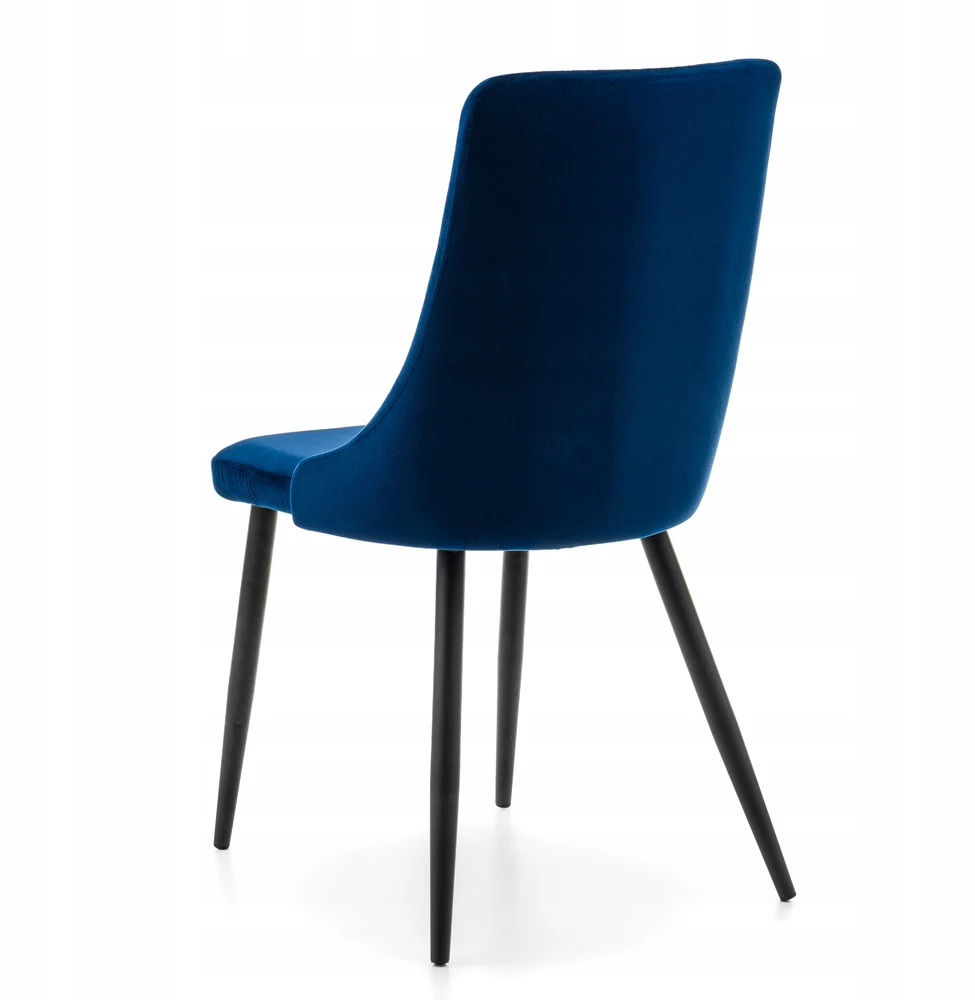 Home Design Aksominė kėdė Uno, tamsiai mėlyna, metalinės juodos kojos